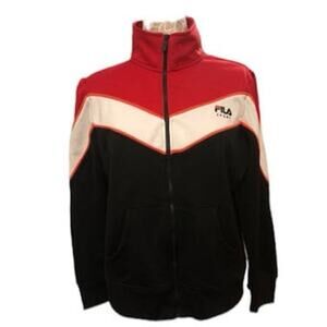 1990s Fila Sport Colorblock Track Jacket Red Black size XL